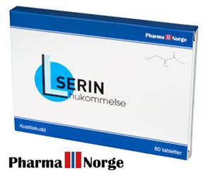 Bilde av en eske L-Serin Hukommelse og logo Pharma Norge