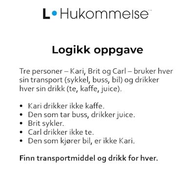 L-hukommelse hjernetrim med logikkoppgave for bedre hukommelse