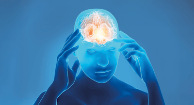 Hjerne som illustrerer kognitive funksjoner som hukommelse og konsentrasjon